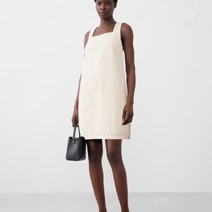 Cream Sleeveless EYELET MINI DRESS